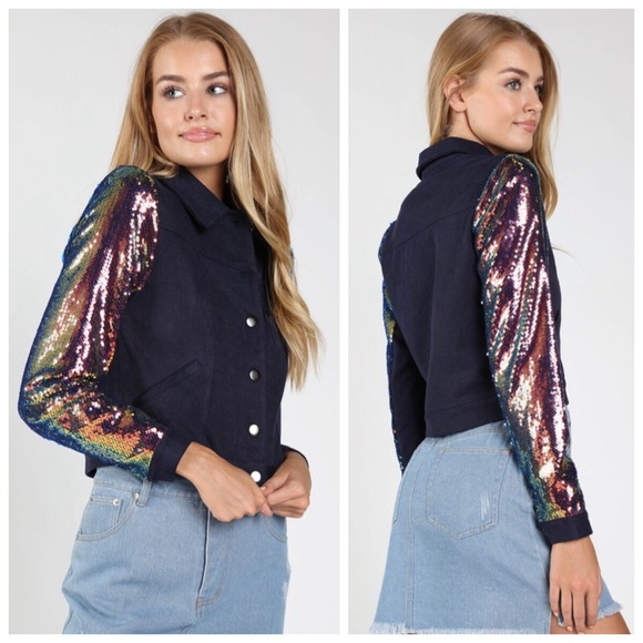 Vella Jackets & Blazers - New navy sequin jacket